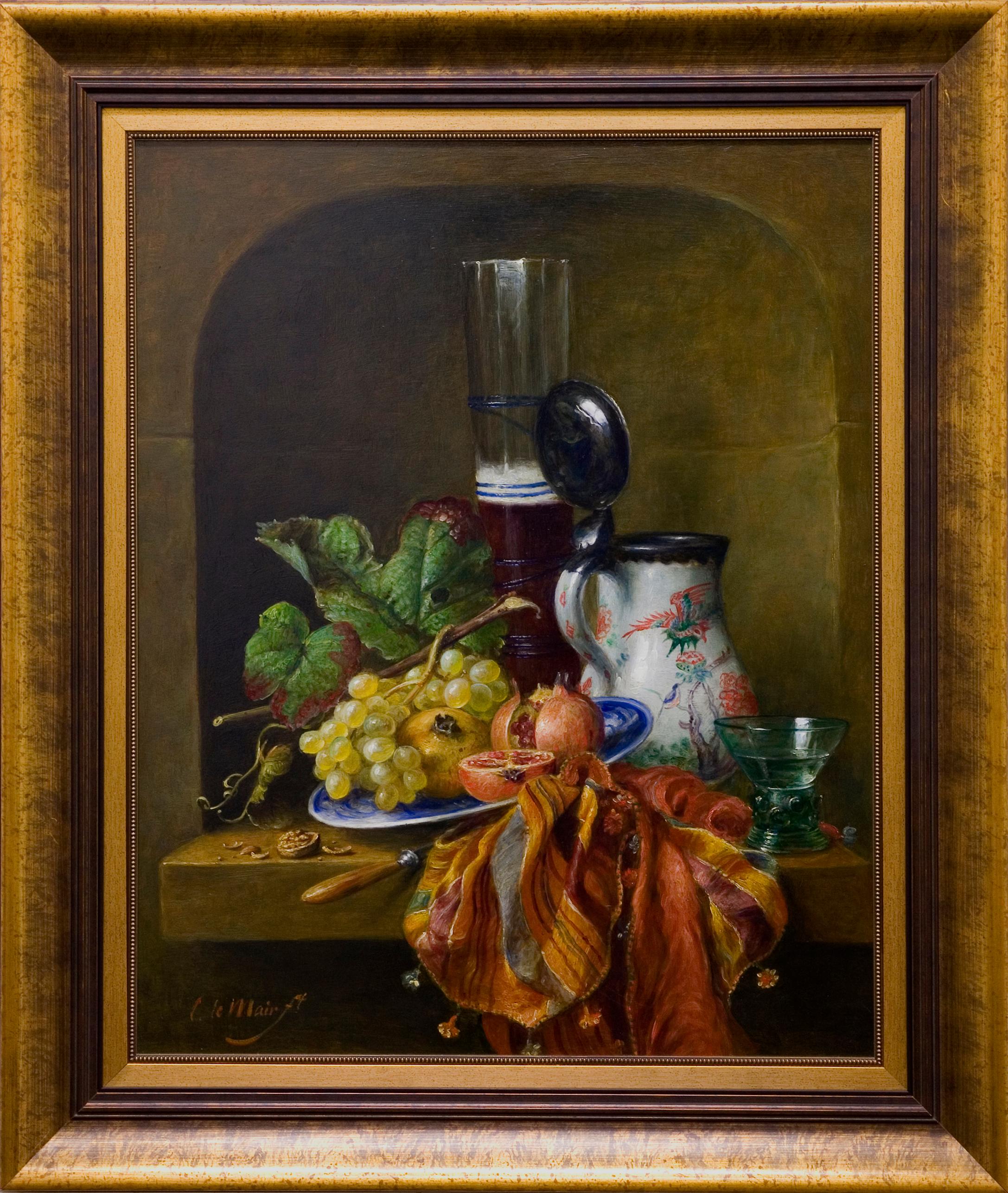"Still Life" by Cornelis Le Mair 31 x 26 inch Oil on Board 