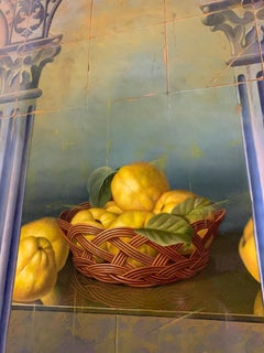 "Bodegón con columnas arquitectónicas y pera" de Leon Olmo 31 x 52 pulgadas