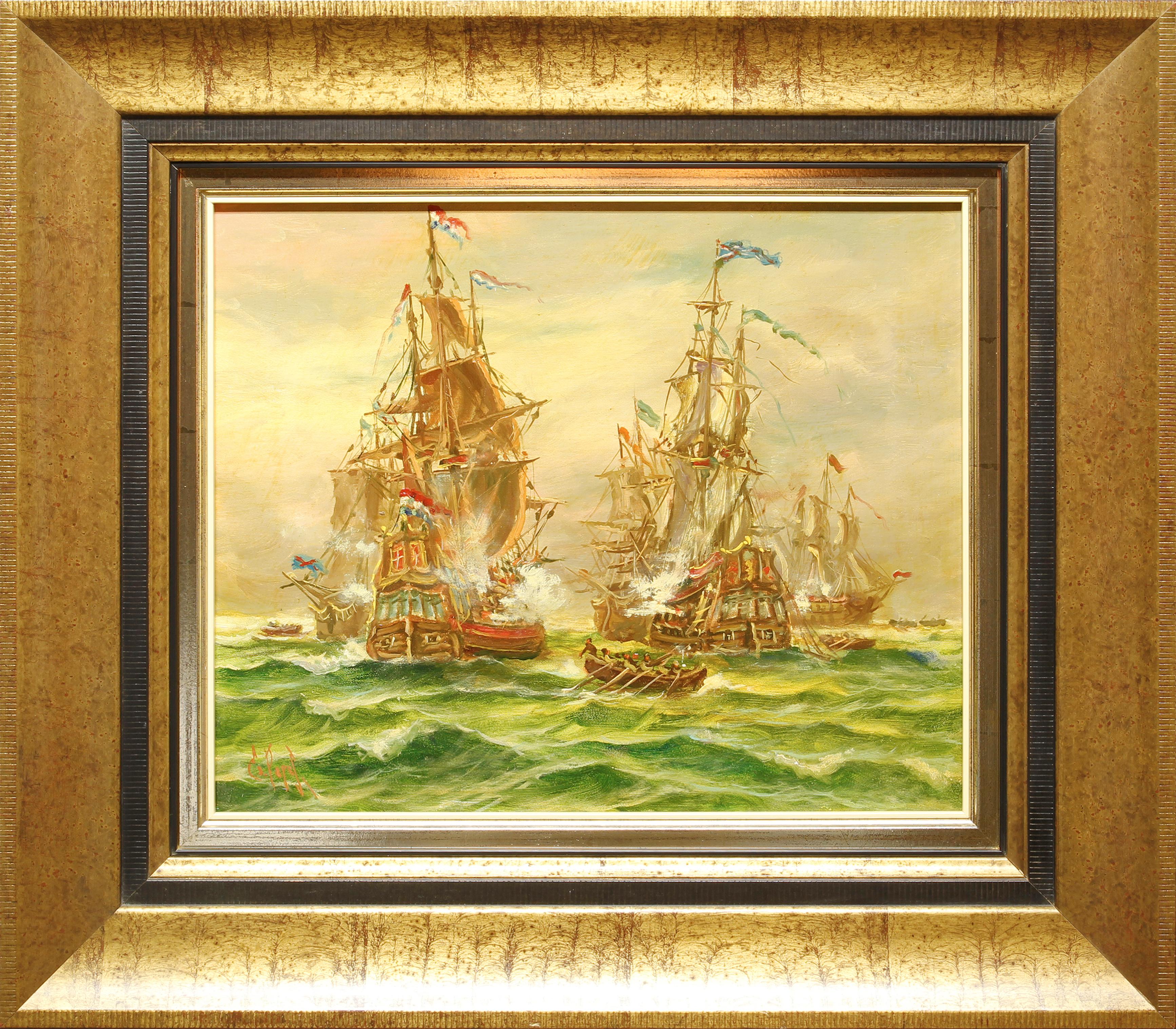 Emilio Payes Landscape Painting - Ships At Sea