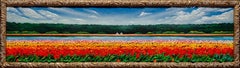 „Tulipani nel Campo“ von Massimo Meda 11 x 47 Zoll Mixed Media auf Leinwand