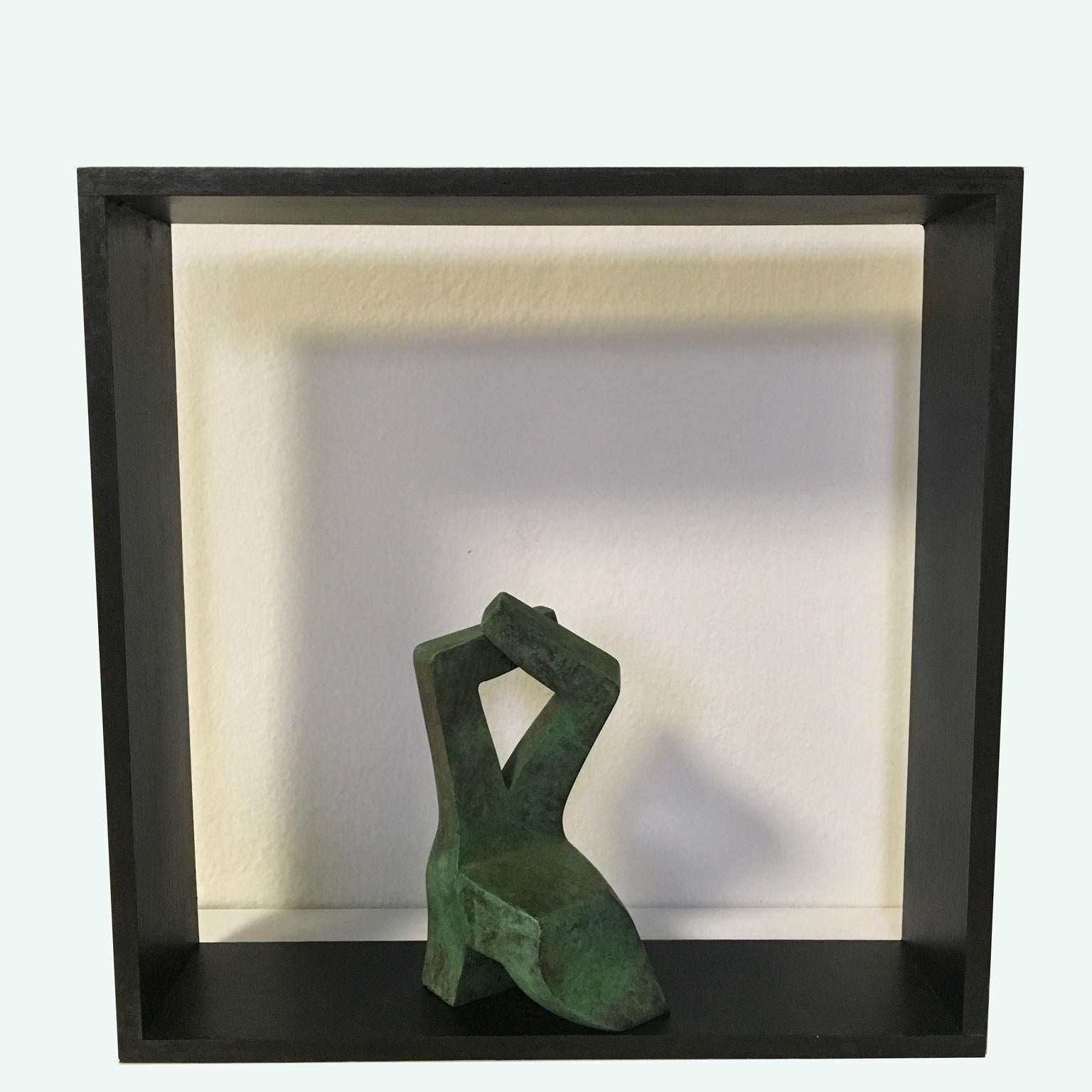 Danseuse italienne Joe Dalle Ave - Sculpture abstraite patinée verte en bronze 1960