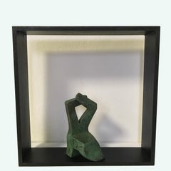 Dancer by Italian Joe Dalle Ave Green Patinated Abstract Sculpture Bronze 1960
