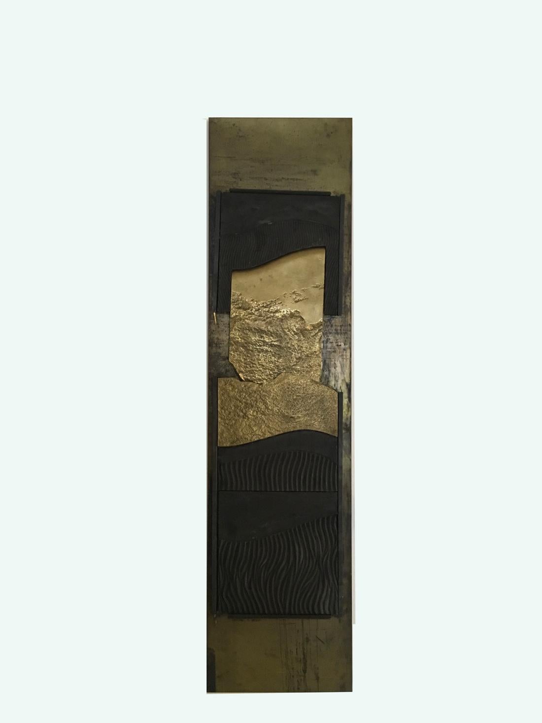 Architectures Composition By Italian G.Carlesso Cast Patinated Bronze Panel 1980 - Mixed Media Art by Gianpietro Carlesso