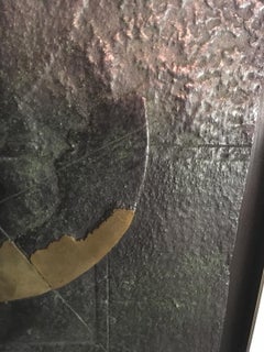 Sun City by Italian Walter Valentini Abstract Patinated Cast Bronze Panel 1985