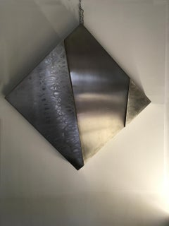 Inox Structure, Late 20th Century Abstract Stainless Steel Brass Wall Sculpture