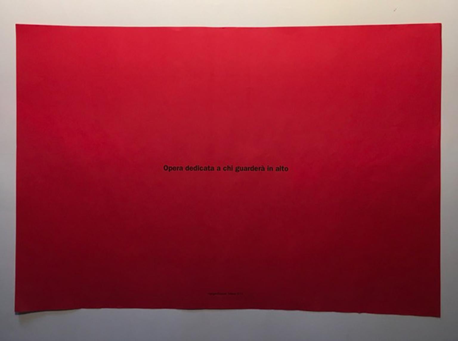 Post it in Red, Multiple Black Print auf rotem Papier 2013 Triennale Milano Italien