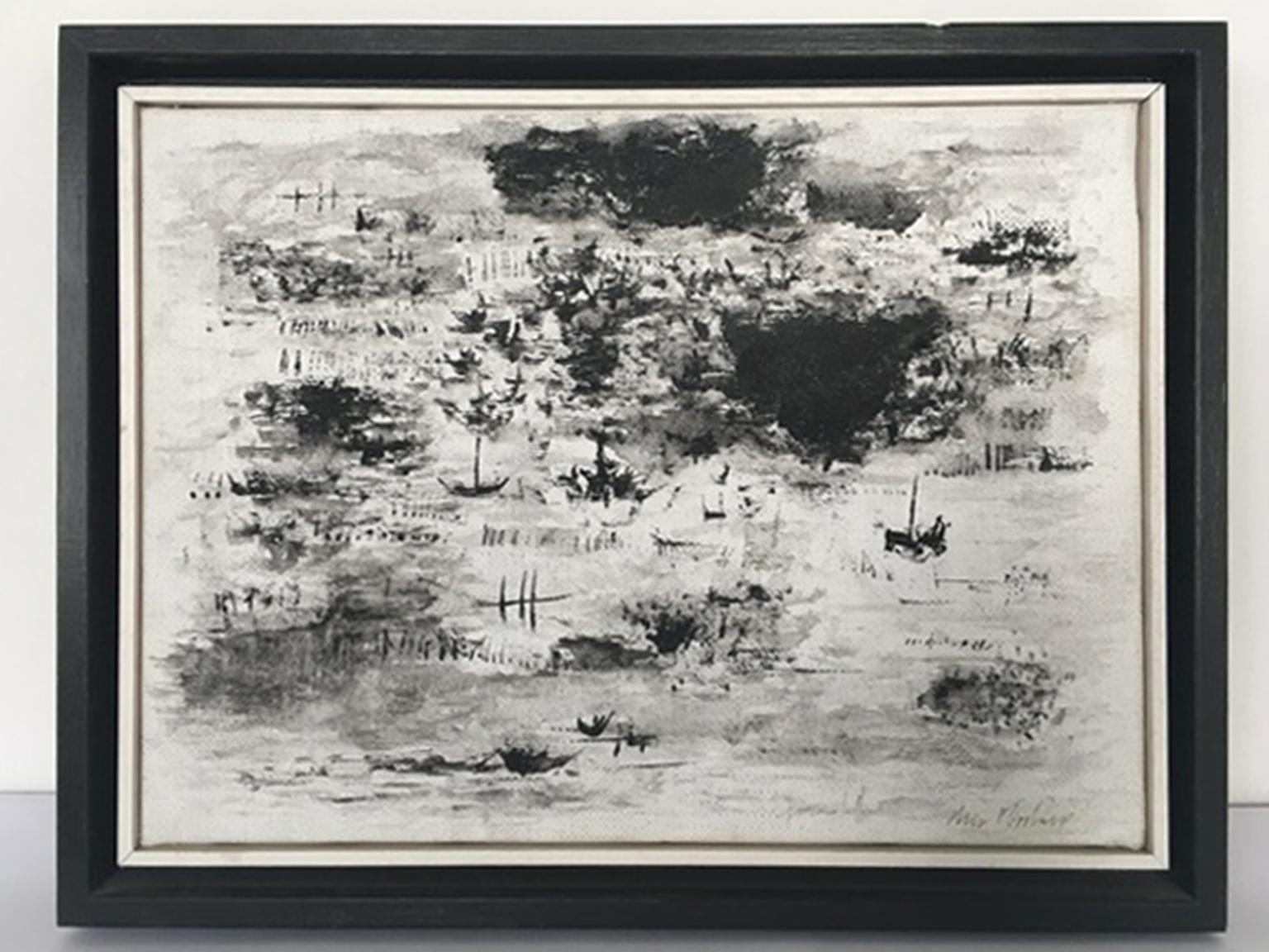 Chris Marlowe Abstract Painting - Flemish landscapes, 2015 Acrylic on Canvas Black and White
