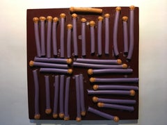DNA 2006 by Silvia Zotta Abstract Ceramic Wall Sculpture in Red and Purple