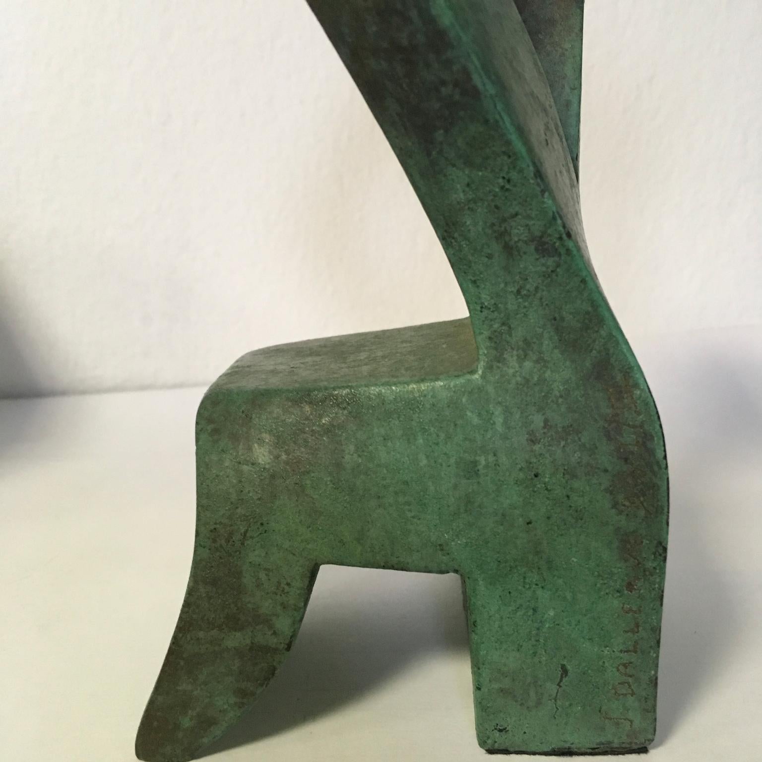 Dancer by Italian Joe Dalle Ave Green Patinated Abstract Sculpture Bronze 1960 For Sale 1