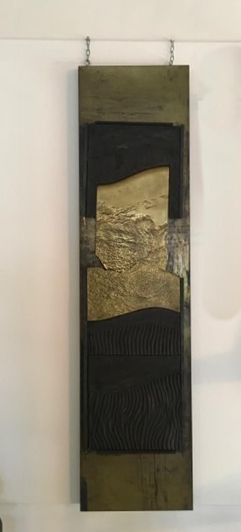 Architectures Composition By Italian G.Carlesso Cast Patinated Bronze Panel 1980 - Abstract Geometric Mixed Media Art by Gianpietro Carlesso
