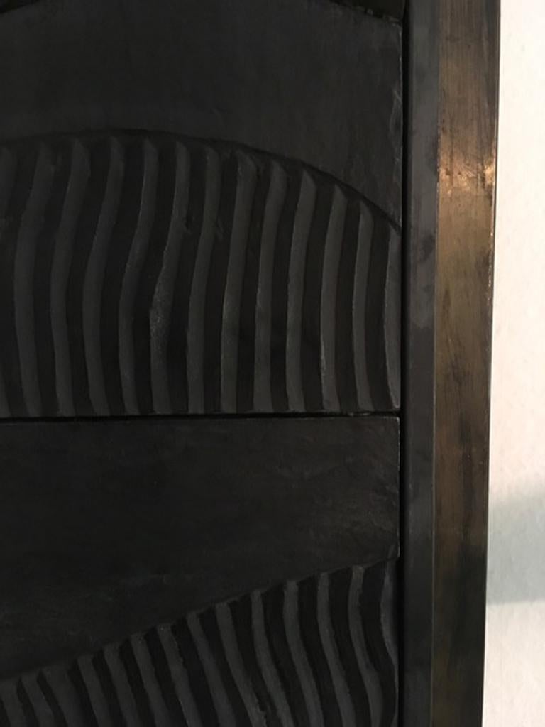 Architectures Composition By Italian G.Carlesso Cast Patinated Bronze Panel 1980 For Sale 1