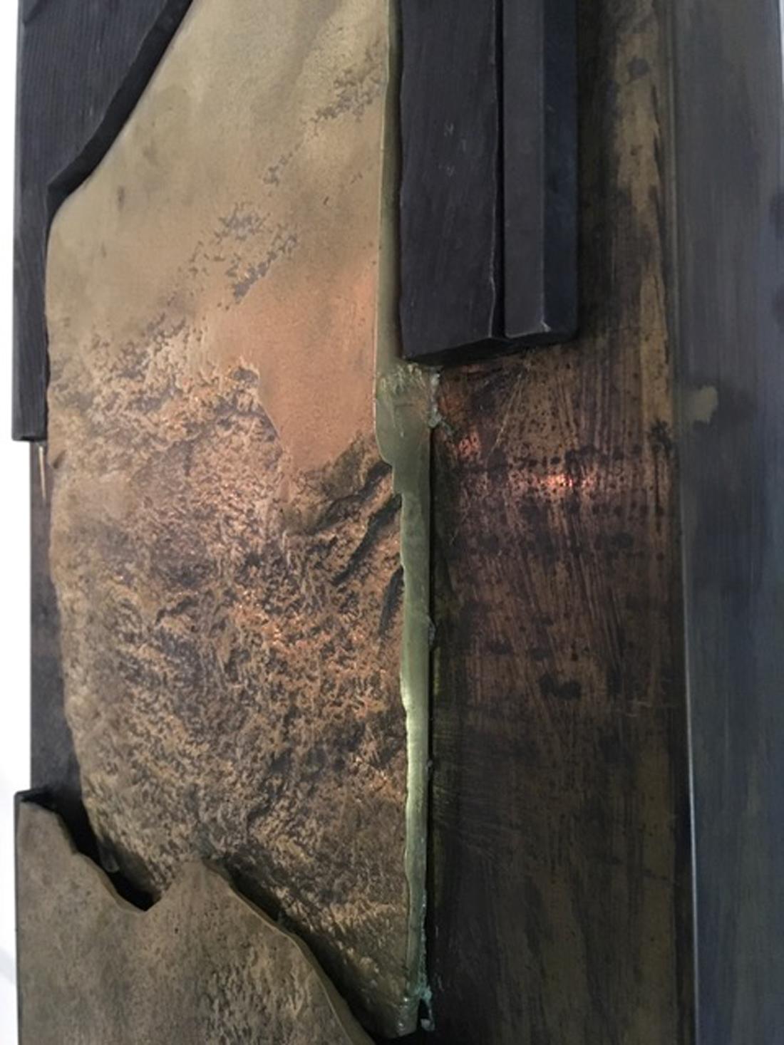 Architectures Composition By Italian G.Carlesso Cast Patinated Bronze Panel 1980 For Sale 5