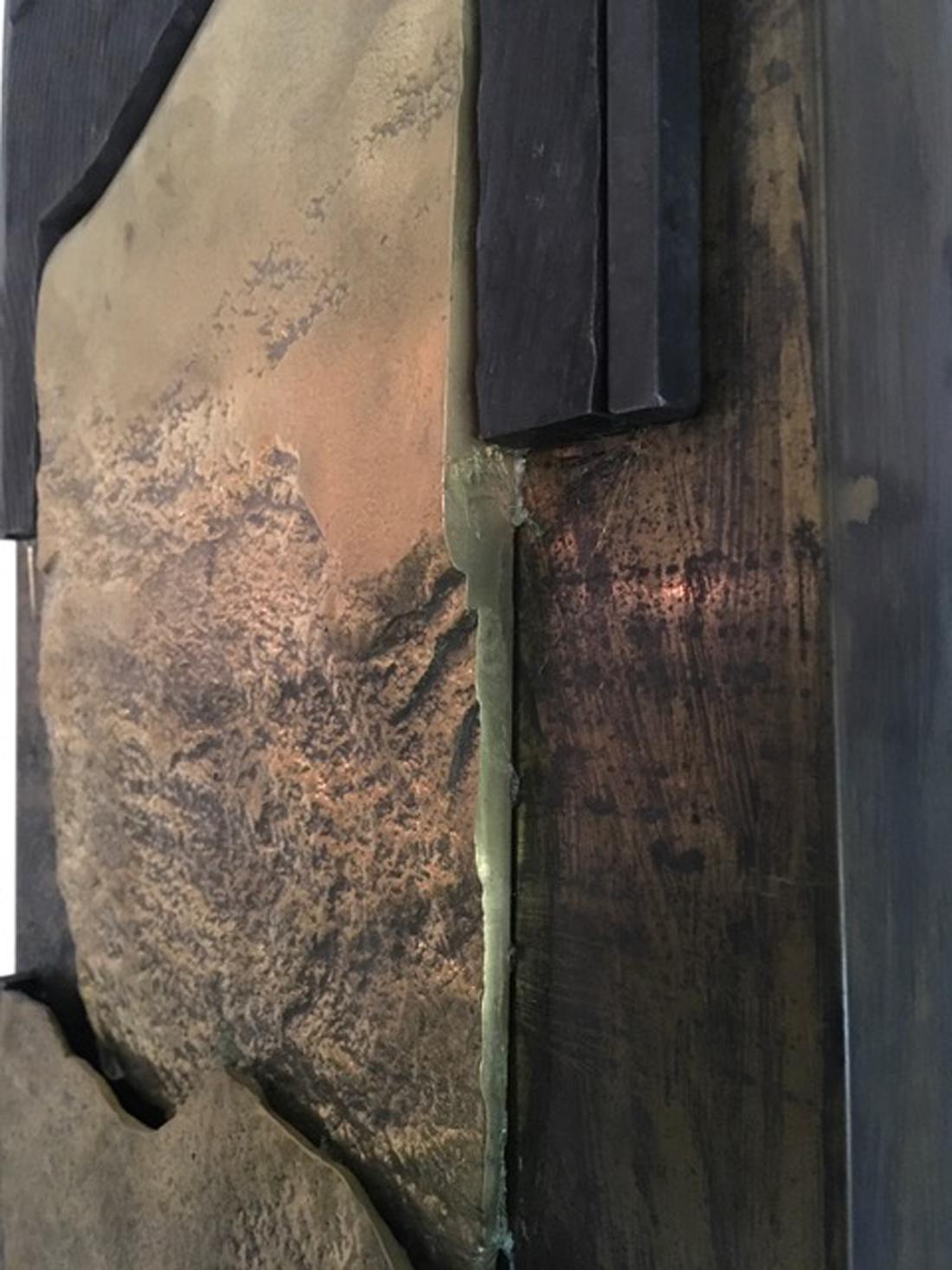 Architectures Composition By Italian G.Carlesso Cast Patinated Bronze Panel 1980 For Sale 6