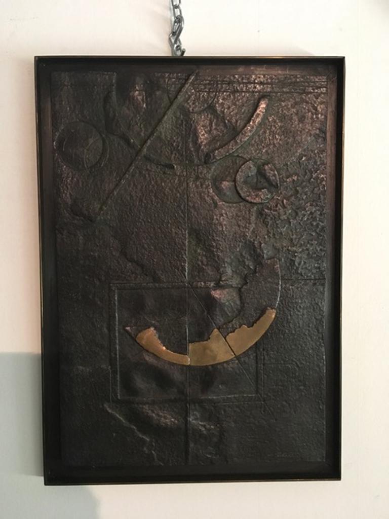 Sun City by Italian Walter Valentini Abstract Patinated Cast Bronze Panel 1985 For Sale 2