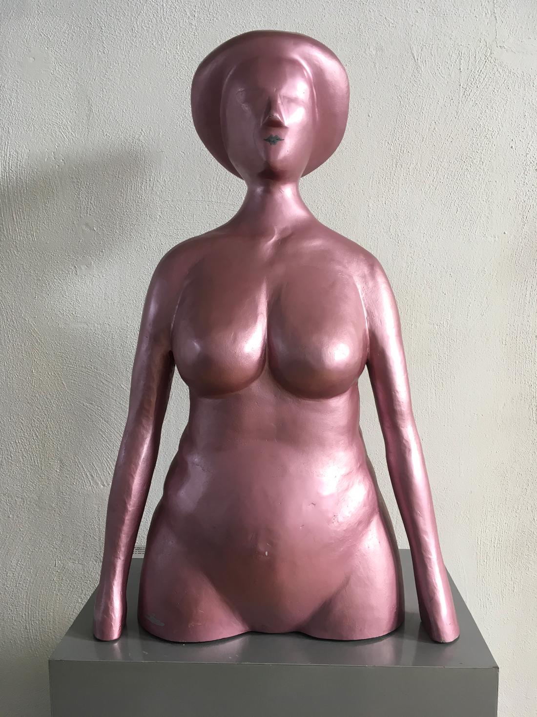 1980 Ugo La Pietra Figurative Portrait Pink Laquered Aluminum  For Sale 1