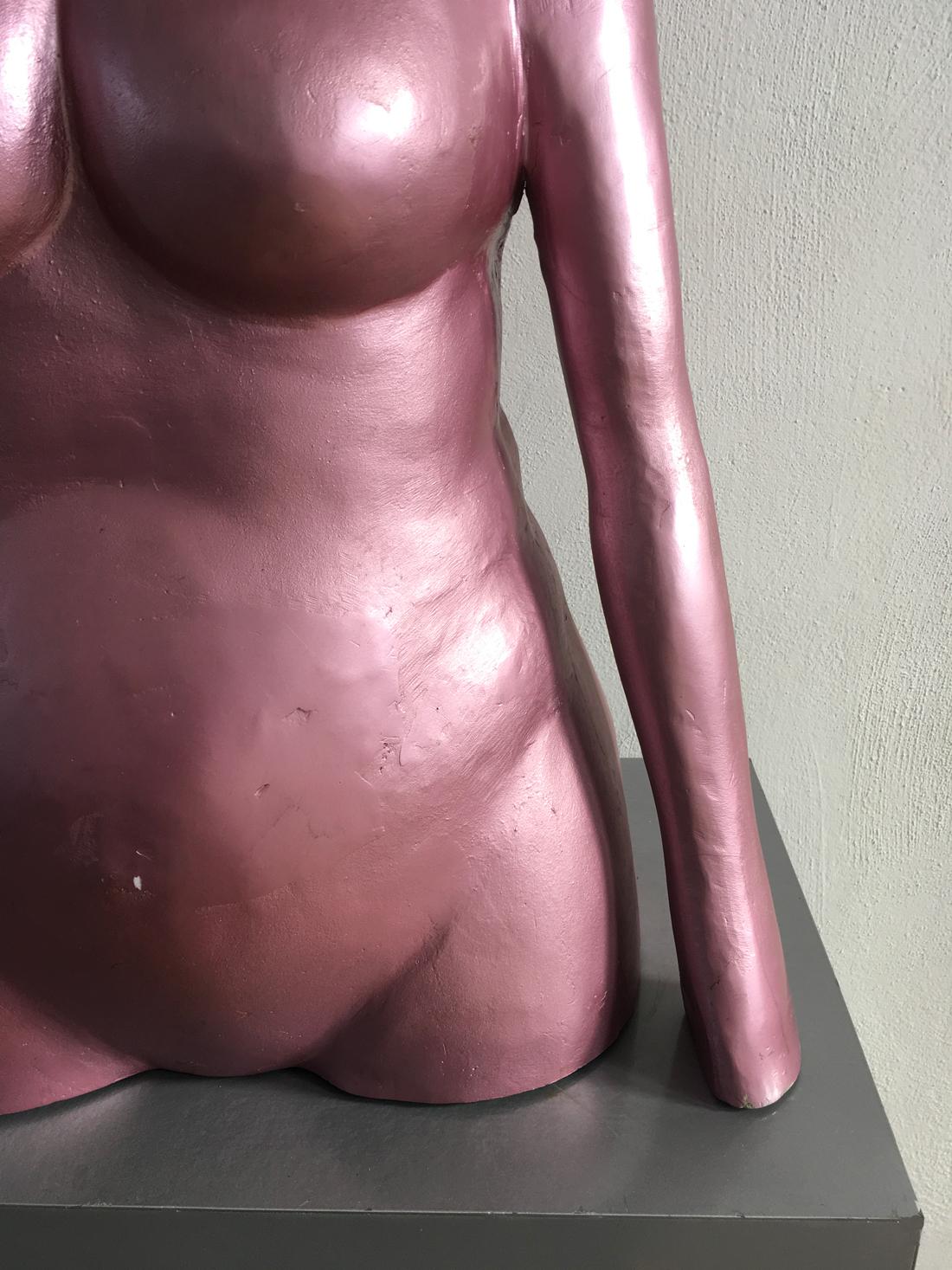 1980 Ugo La Pietra Figurative Portrait Pink Laquered Aluminum  For Sale 2
