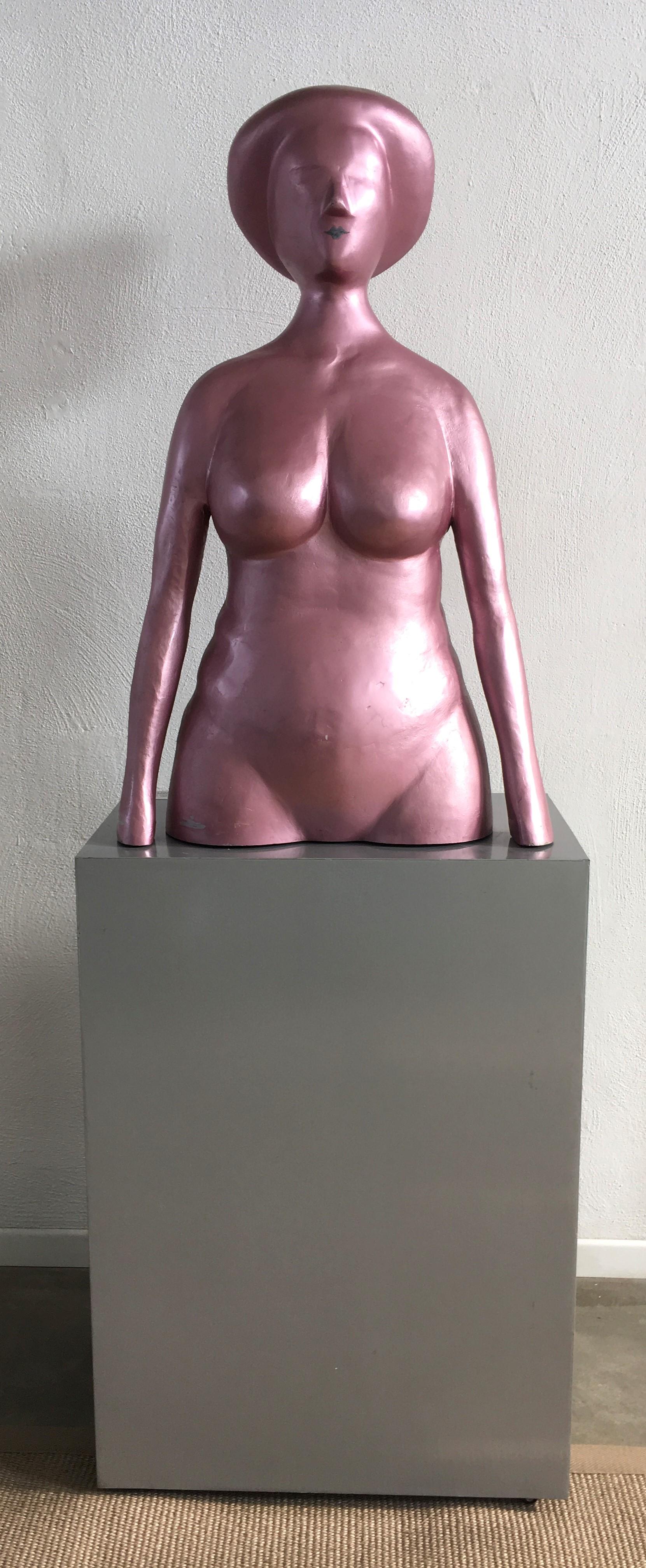 1980 Ugo La Pietra Figurative Portrait Pink Laquered Aluminum  For Sale 3