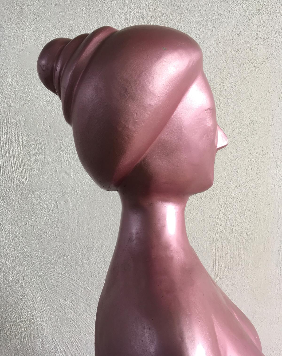 1980 Ugo La Pietra Figurative Portrait Pink Laquered Aluminum  For Sale 8