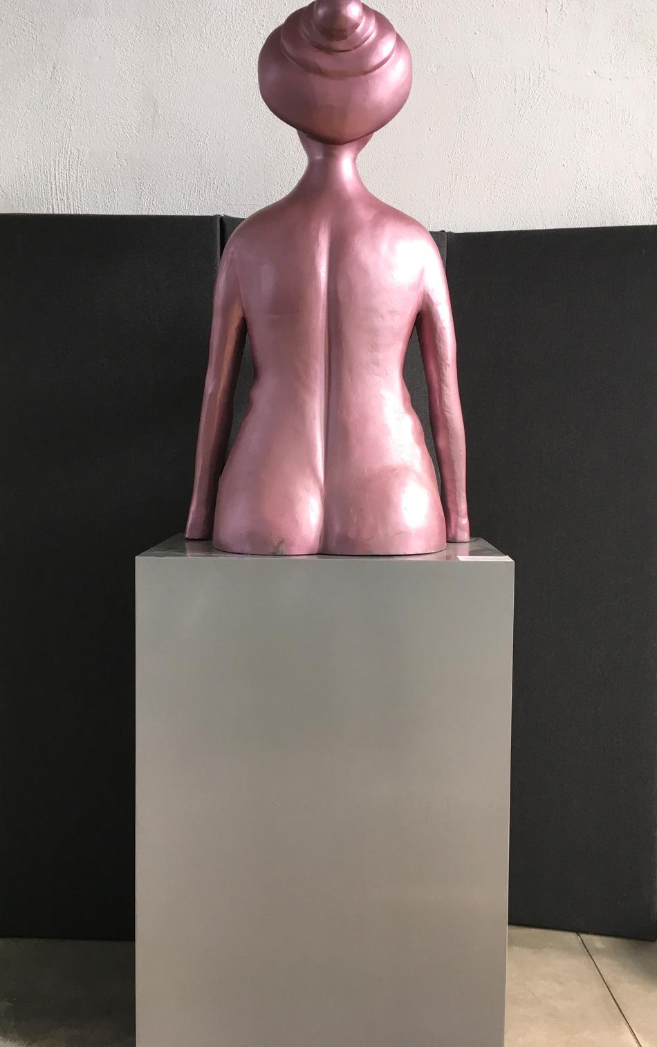 1980 Ugo La Pietra Figurative Portrait Pink Laquered Aluminum For Sale 10
