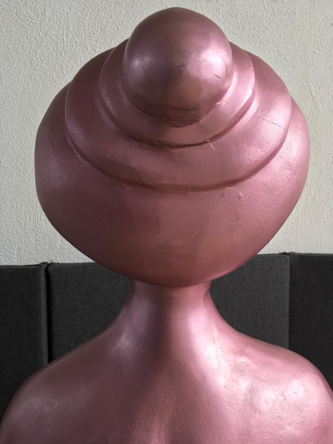 1980 Ugo La Pietra Figurative Portrait Pink Laquered Aluminum  For Sale 12