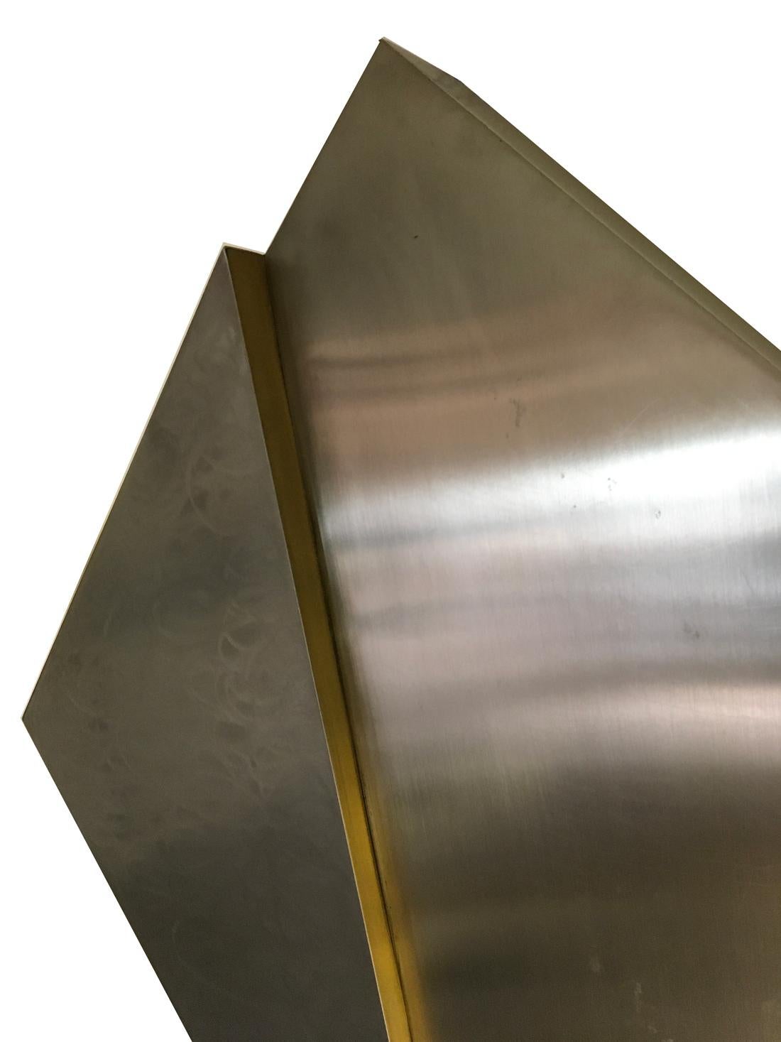 Inox Structure, scultura da parete astratta in acciaio inossidabile e ottone della fine del XX secolo in vendita 2