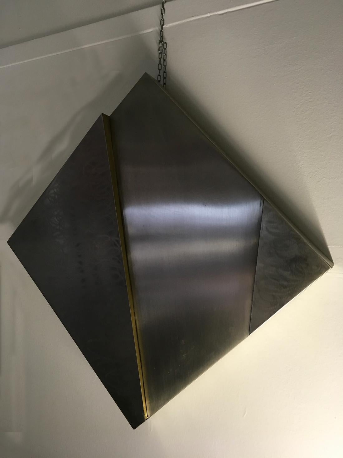 Inox Structure, scultura da parete astratta in acciaio inossidabile e ottone della fine del XX secolo in vendita 6