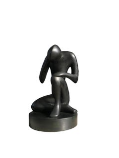 Bintou, Cast Lost Black Bronze Wax Modern Figurative Man Abstract Sculpture