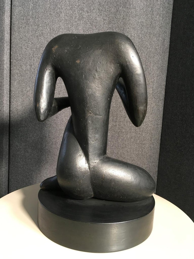 Bintou, Cast Lost Black Bronze Wax Modern Figurative Man Abstract Sculpture For Sale 6