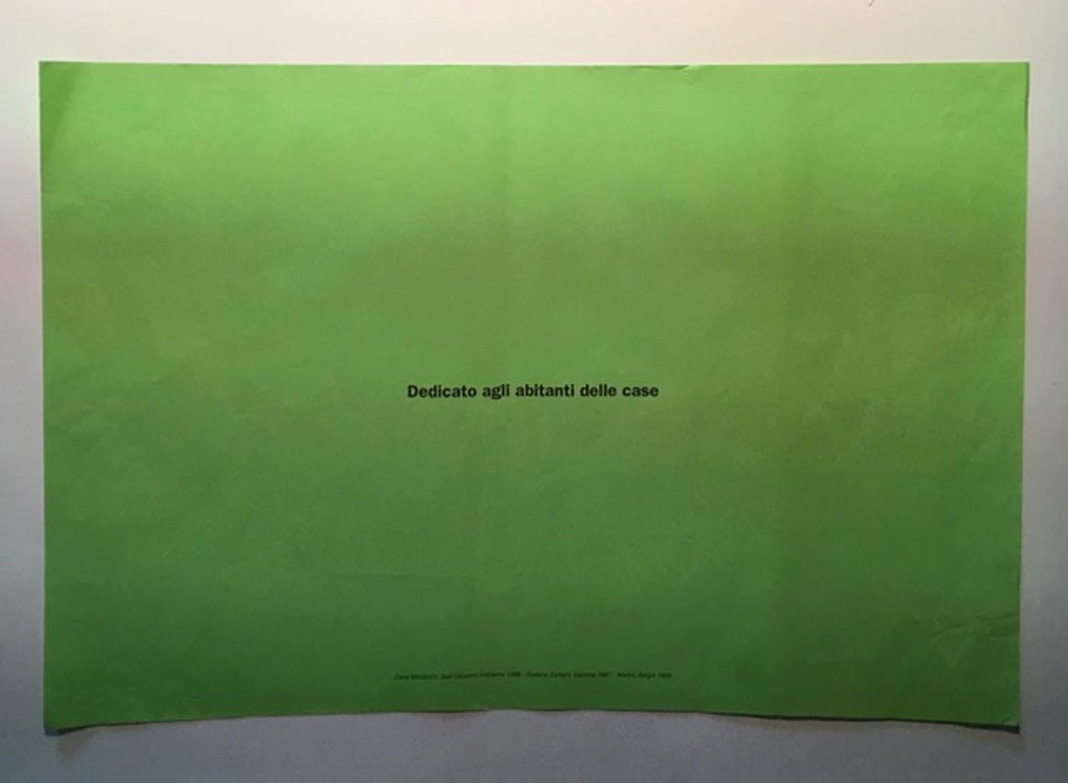 Post it Grüner, mehrfarbiger schwarzer Druck auf grünem Papier 2013 Triennale Milano Italien