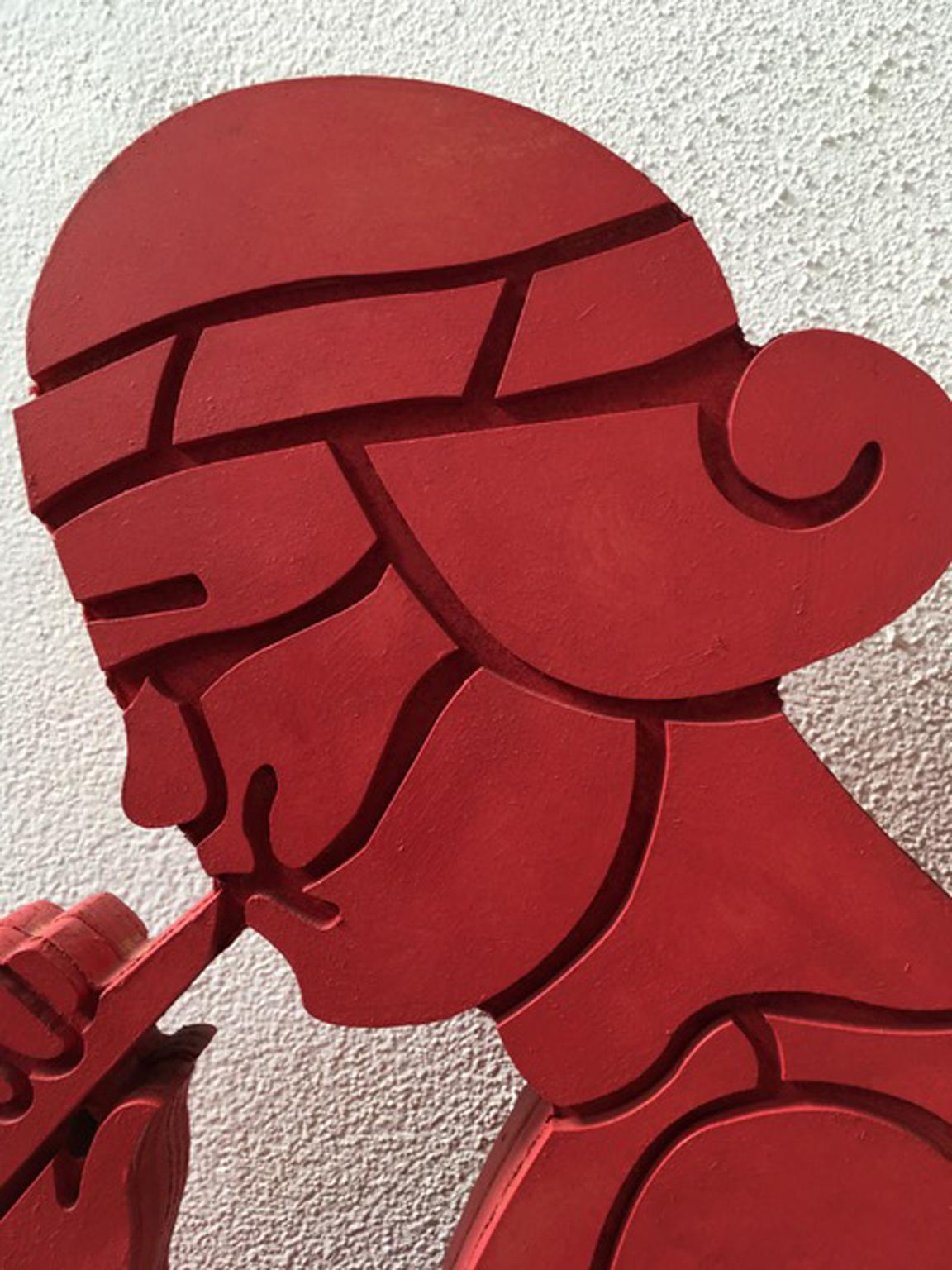 Cherubino Angelo Rosso Laccato Playwood Italia 1985 Bruno Chersicla Scultura da parete in vendita 6