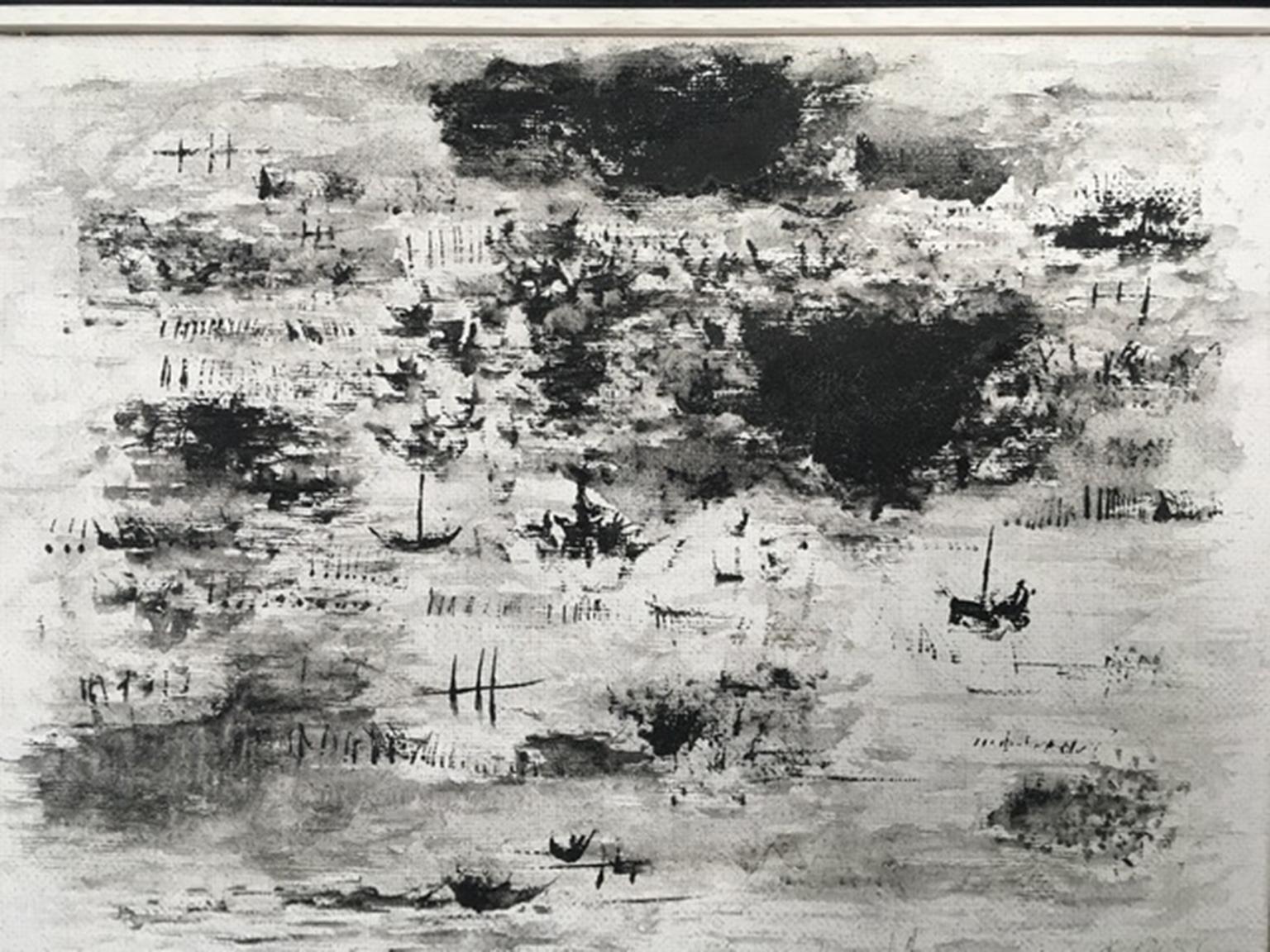 Paisajes flamencos, 2015 Acrílico sobre lienzo Blanco y negro en venta 3