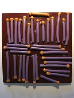DNA 2006 by Silvia Zotta Abrastract Wall Sculpture in Red and Purple