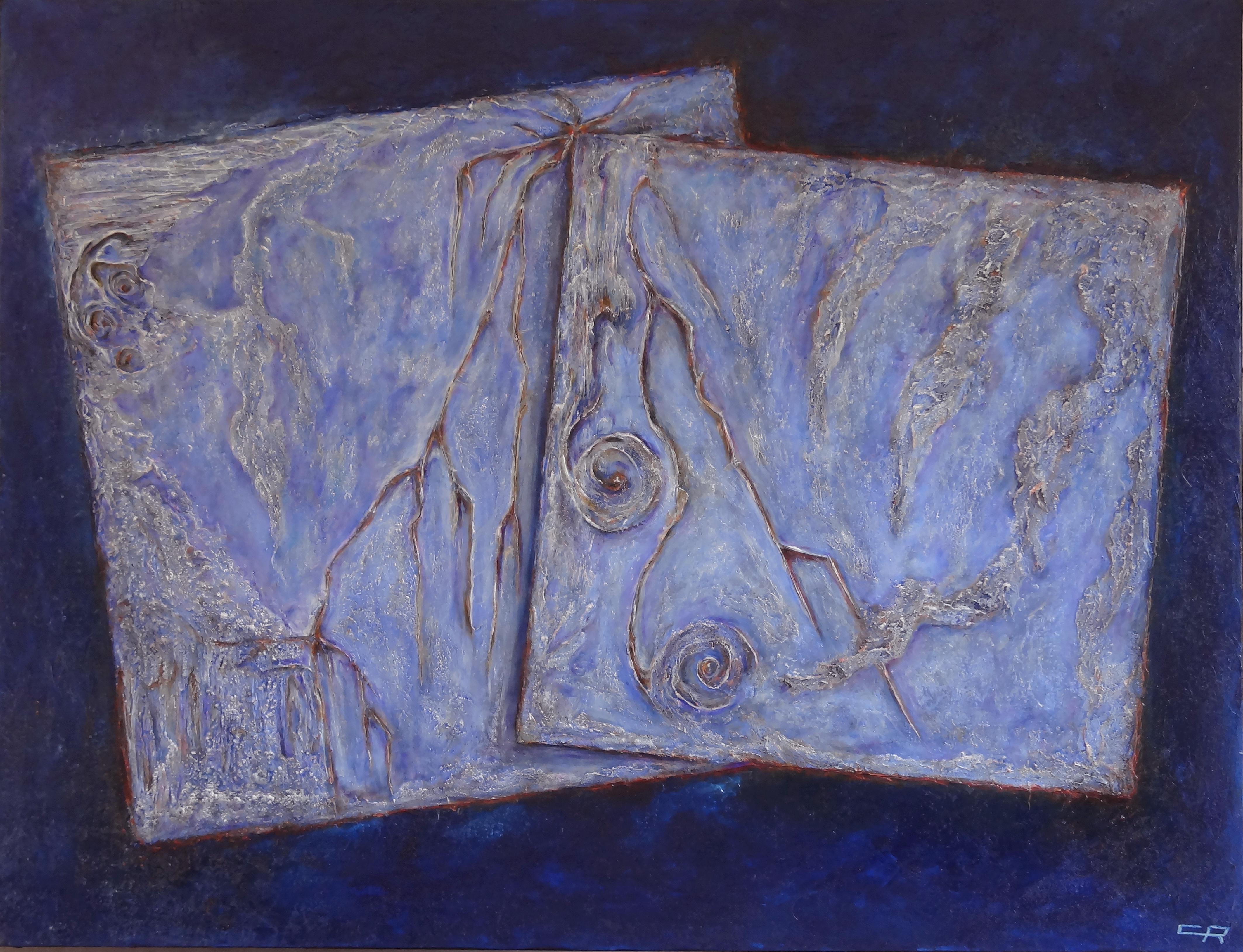 Cécile Roncier Abstract Painting - Cécile RONCIER, Painting Blue Marge, 2017