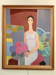 Kimiyo MASUDA, Painting Young Women with Bouquet of Flowers, 1988.