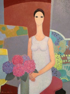 Kimiyo MASUDA, Painting Young Women with Bouquet of Flowers, 1988.