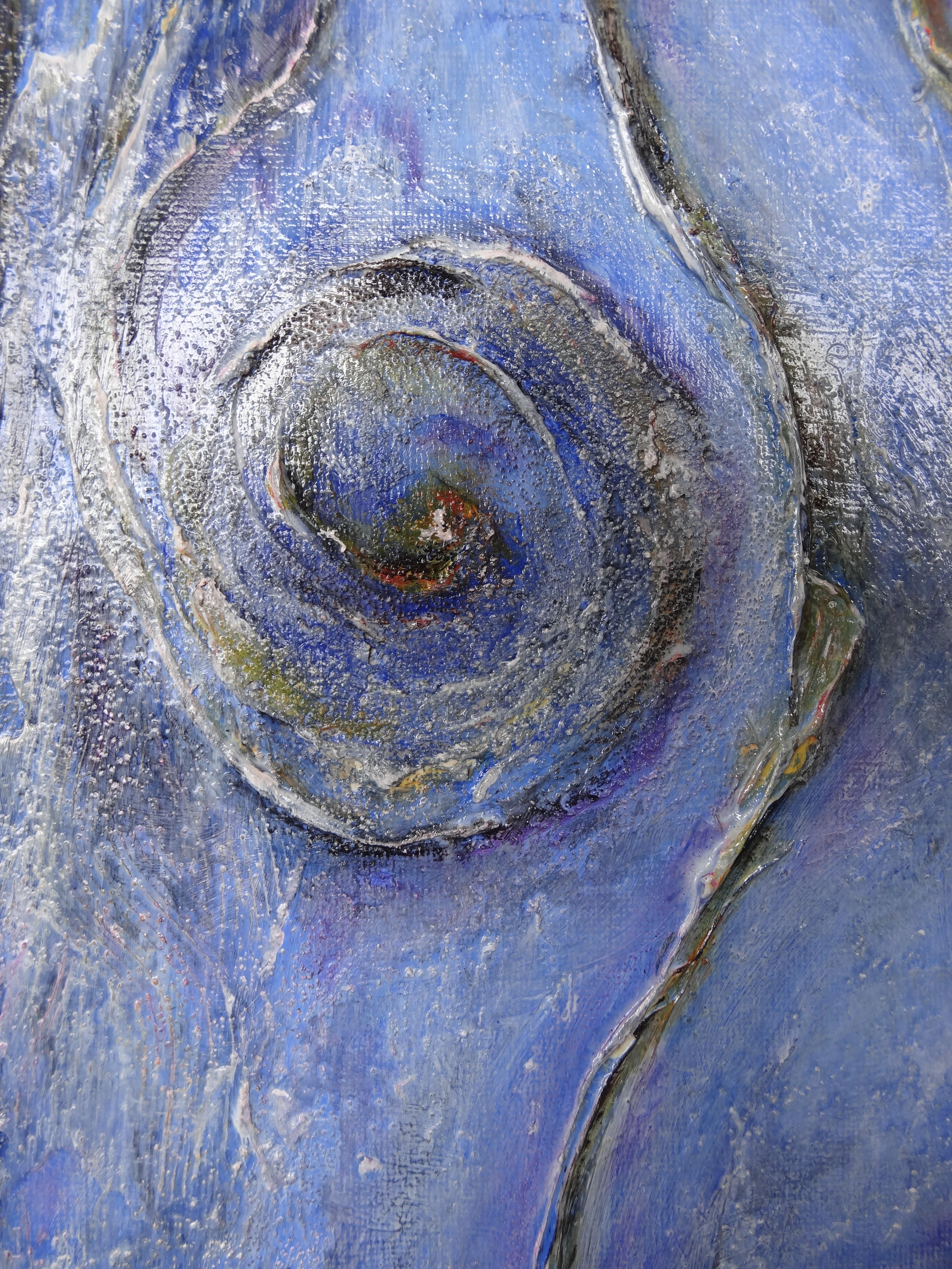 Cécile RONCIER, Painting Blue Marge, 2017 - Gray Abstract Painting by Cécile Roncier