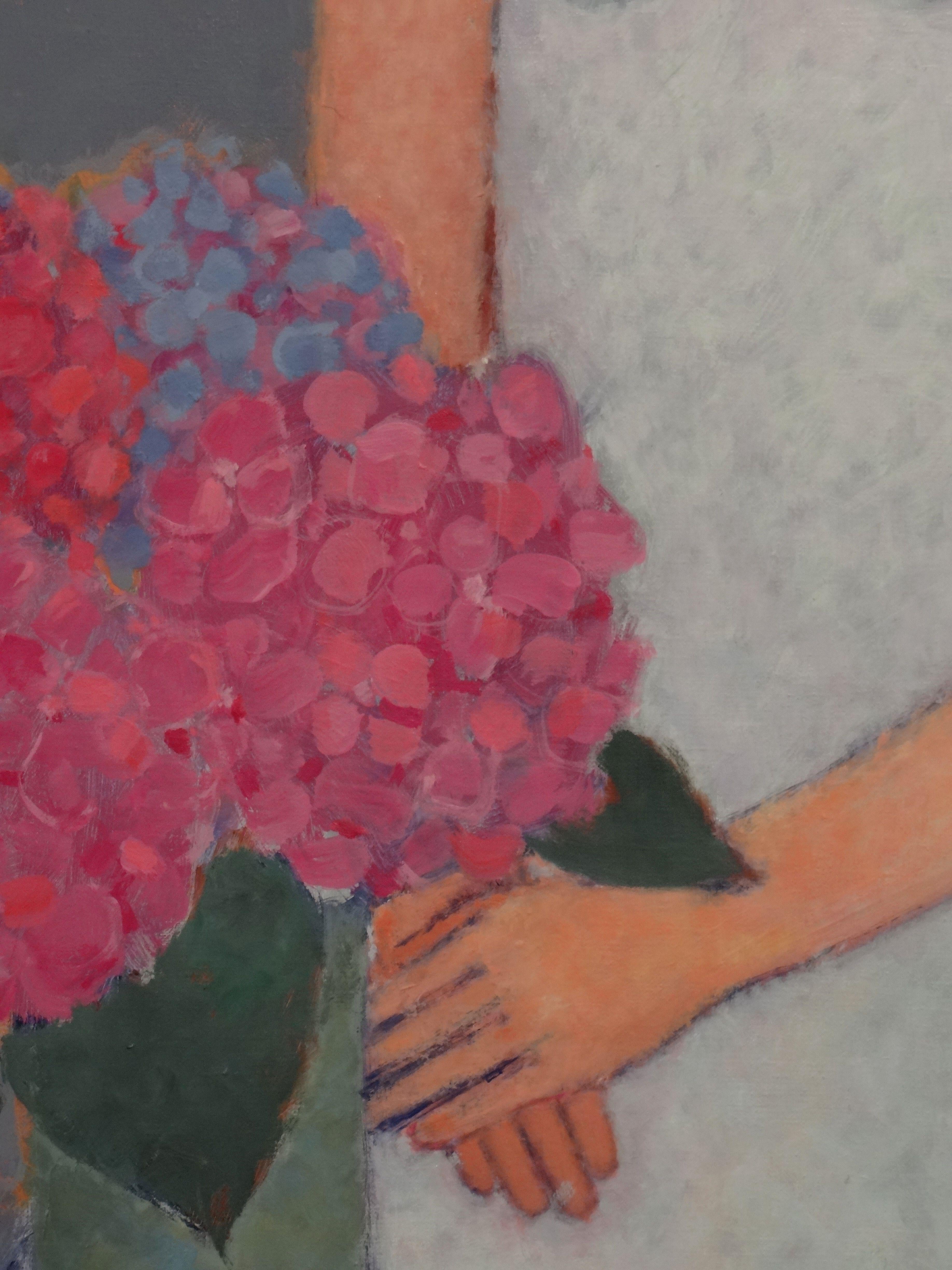 Kimiyo MASUDA, Painting Young Women with Bouquet of Flowers, 1988. For Sale 8