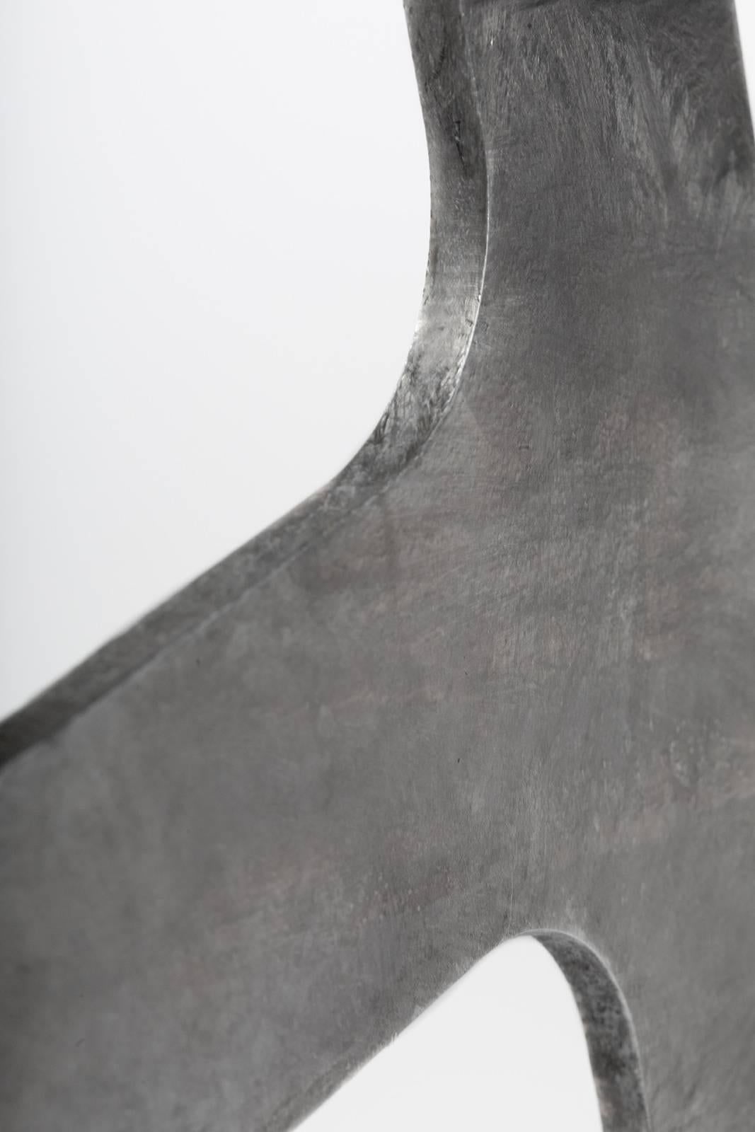 Minimalist A_Stool in Galvanized Steel Bar Height Stool prototype by Jonathan Nesci For Sale
