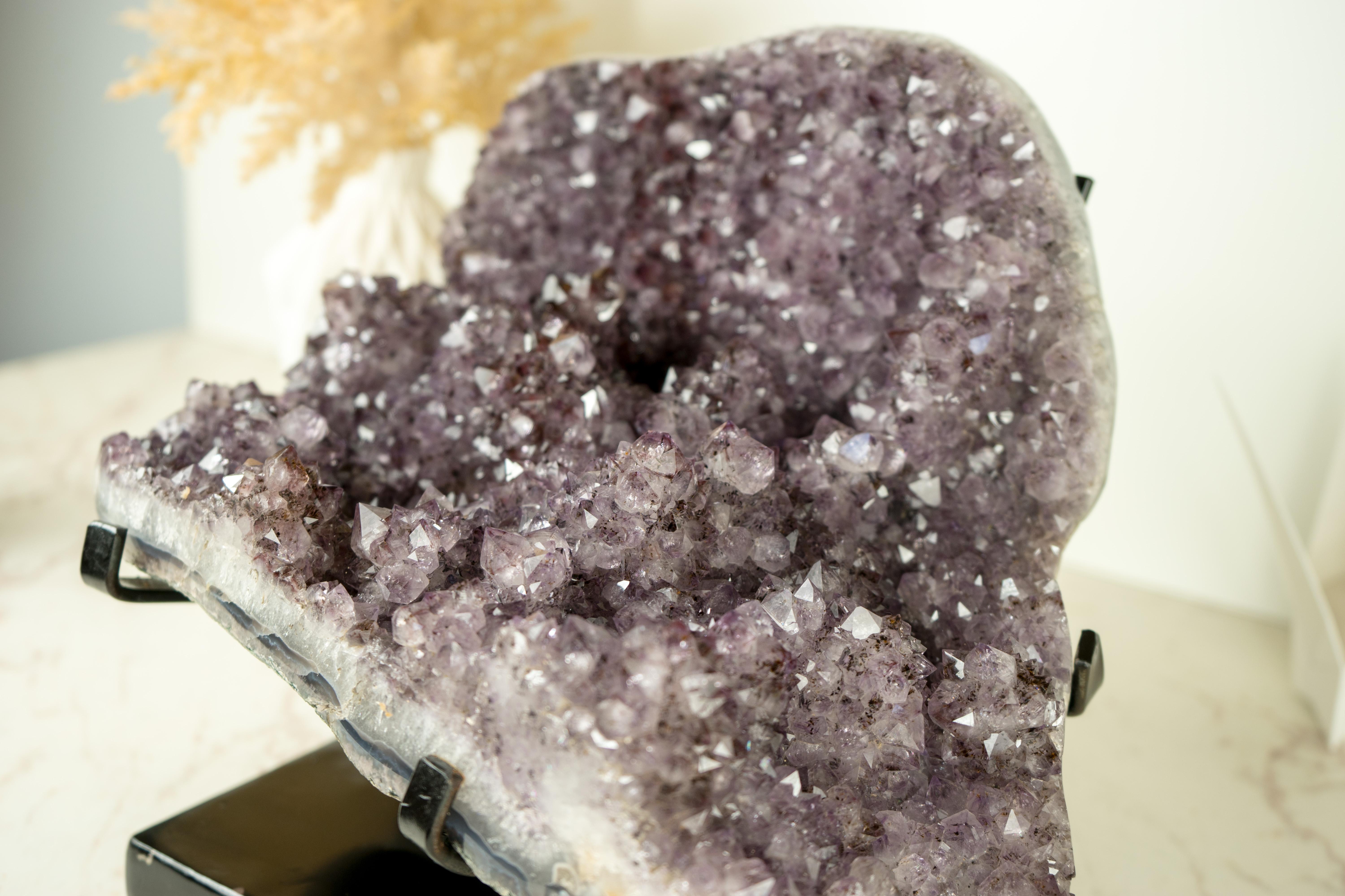 Natural Amethyst Stalactite Specimen with Lavender Purple Druzy and Cacoxenite For Sale 5