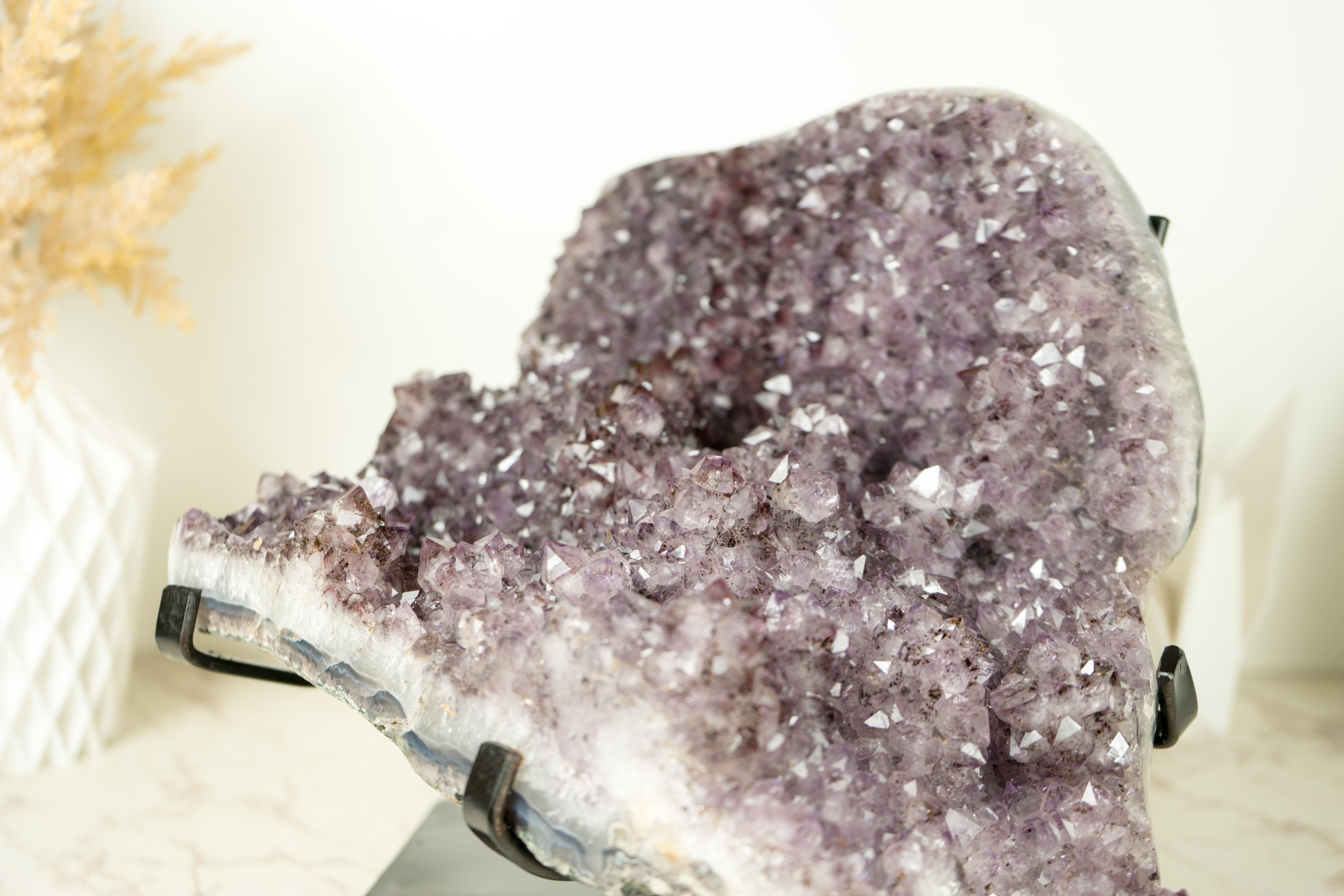 Natural Amethyst Stalactite Specimen with Lavender Purple Druzy and Cacoxenite For Sale 7