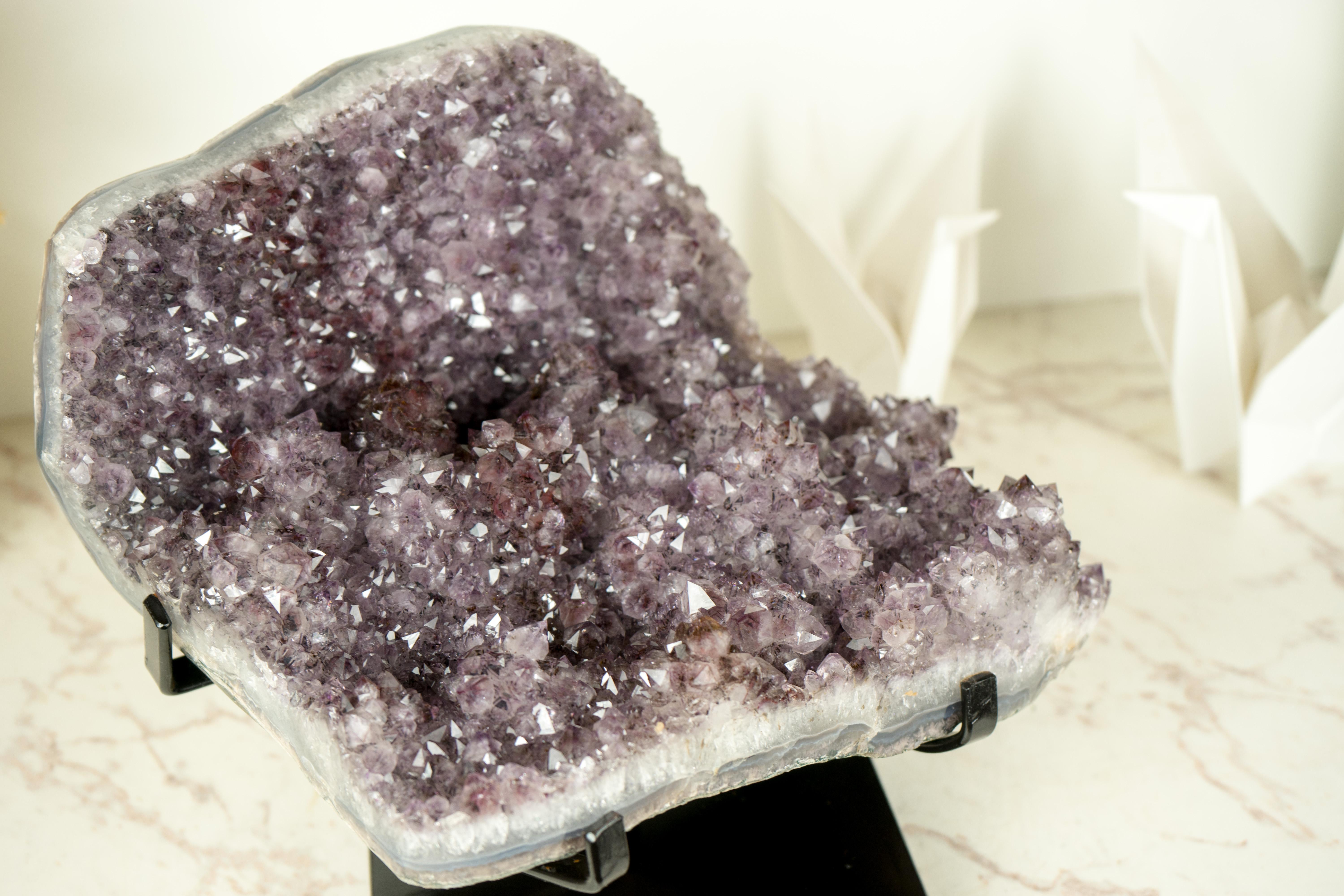 Natural Amethyst Stalactite Specimen with Lavender Purple Druzy and Cacoxenite For Sale 8