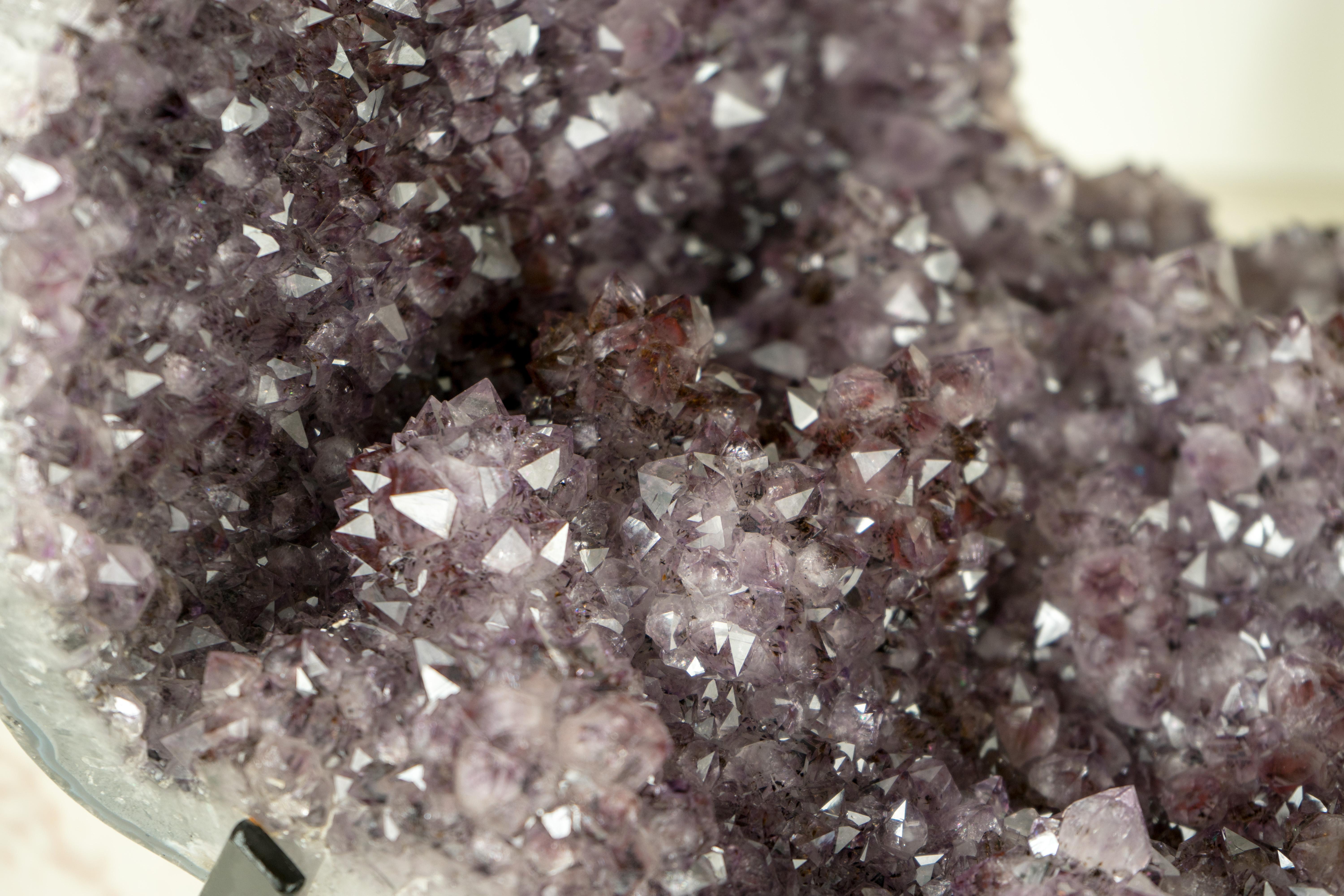 Natural Amethyst Stalactite Specimen with Lavender Purple Druzy and Cacoxenite For Sale 1