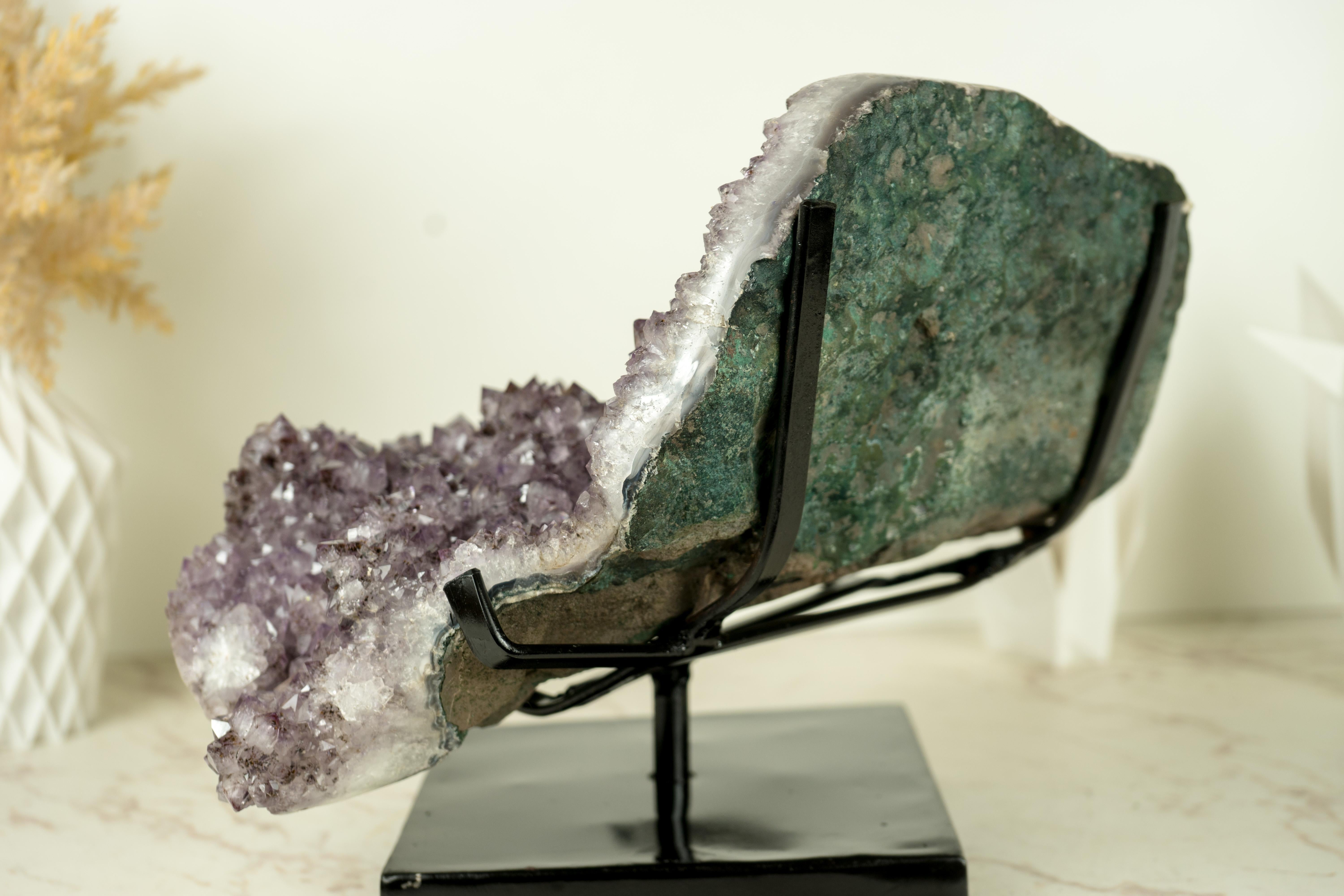 Natural Amethyst Stalactite Specimen with Lavender Purple Druzy and Cacoxenite For Sale 2