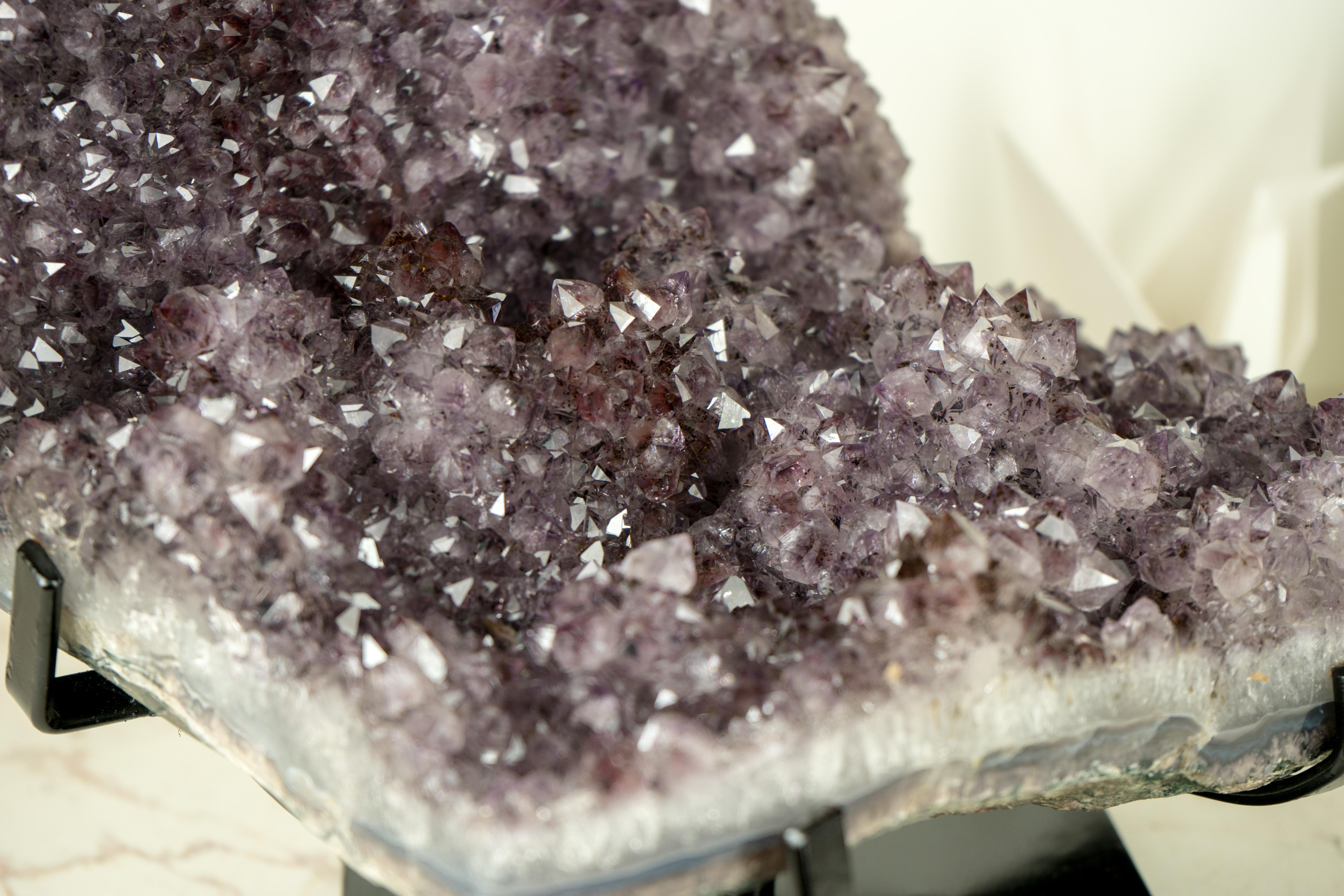 Natural Amethyst Stalactite Specimen with Lavender Purple Druzy and Cacoxenite For Sale 3