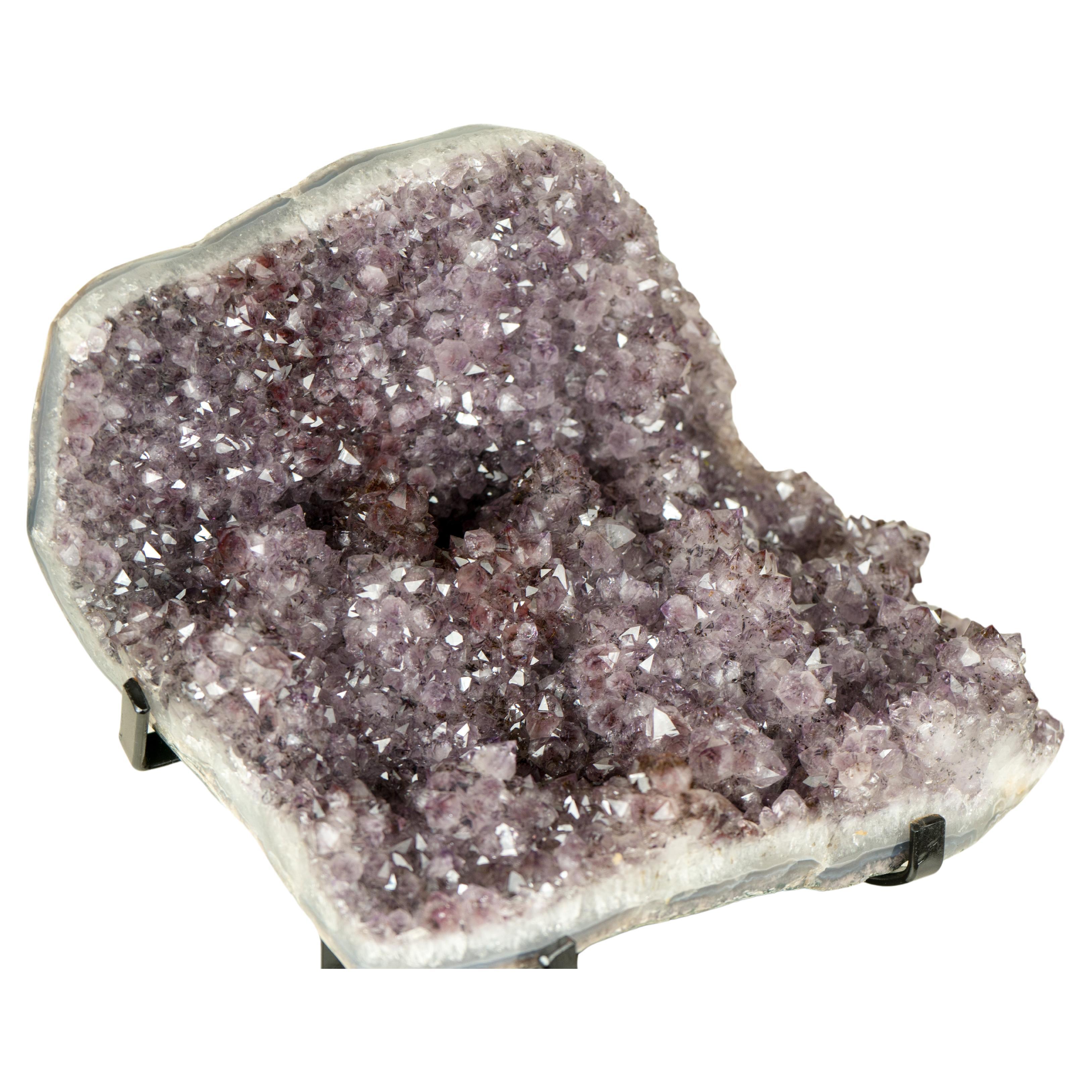 Natural Amethyst Stalactite Specimen with Lavender Purple Druzy and Cacoxenite For Sale