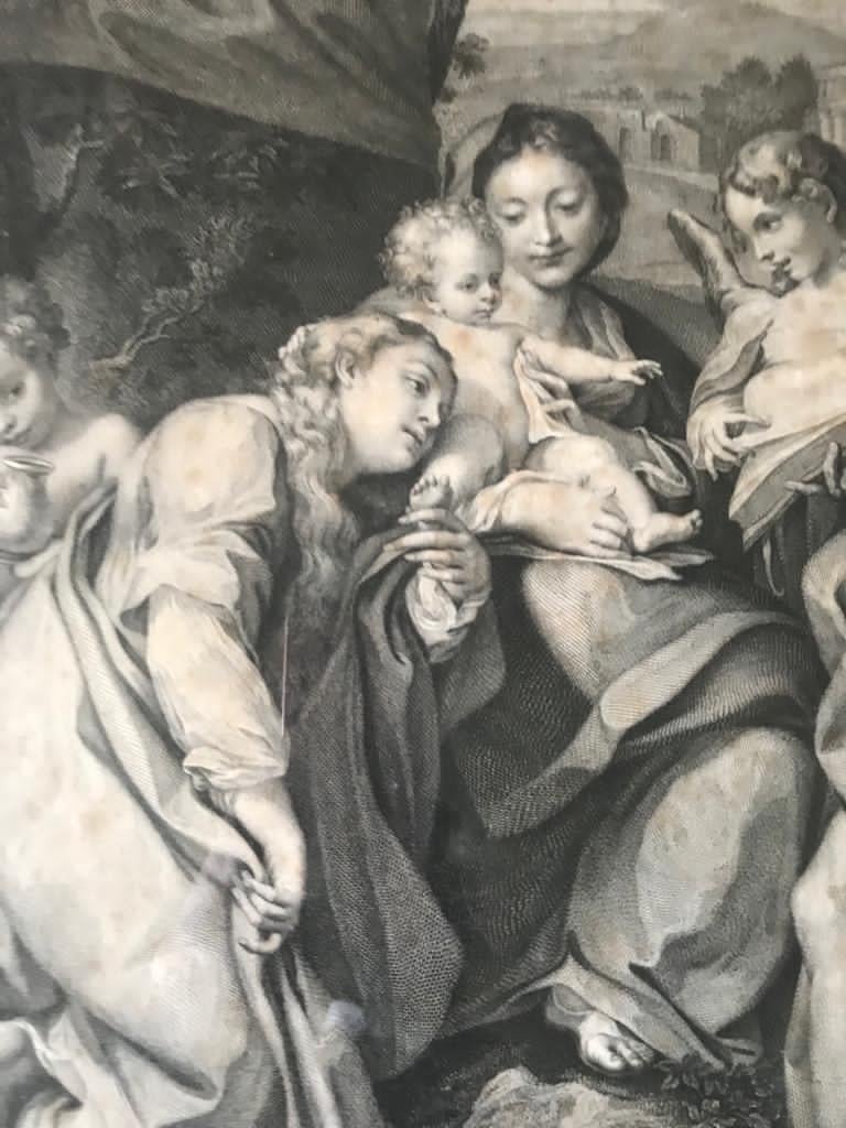 Gravur der Jungfrau und des Kindes von A.A. De Correggio im Angebot 4