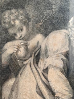 A.A De Correggio Grabado de la Virgen y el Niño