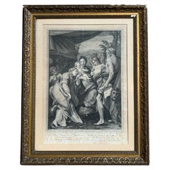 A.A De Correggio Grabado de la Virgen y el Niño