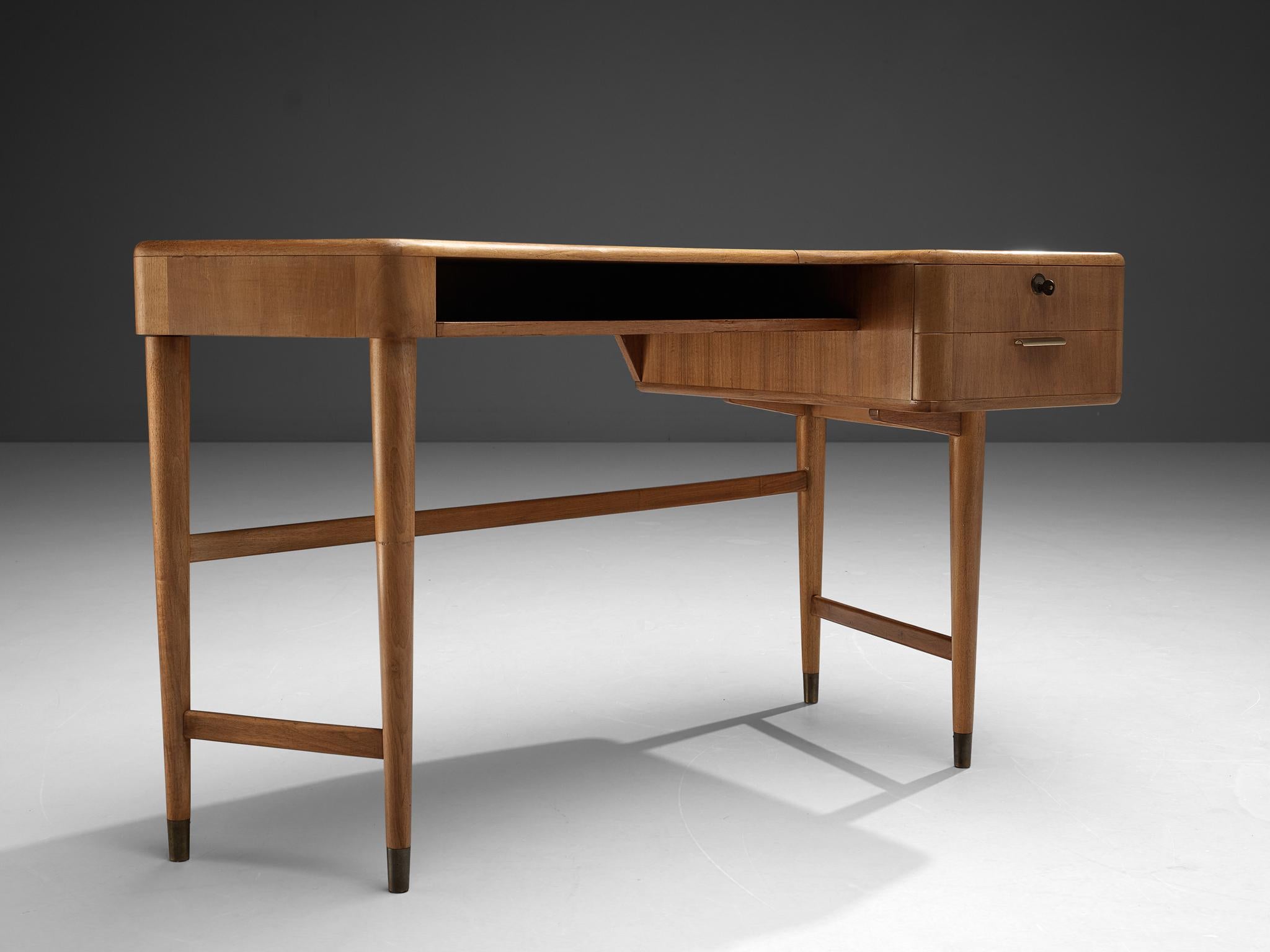 Mid-Century Modern A.A. Patijn for Zijlstra Meubelen Desk in Walnut and Brass