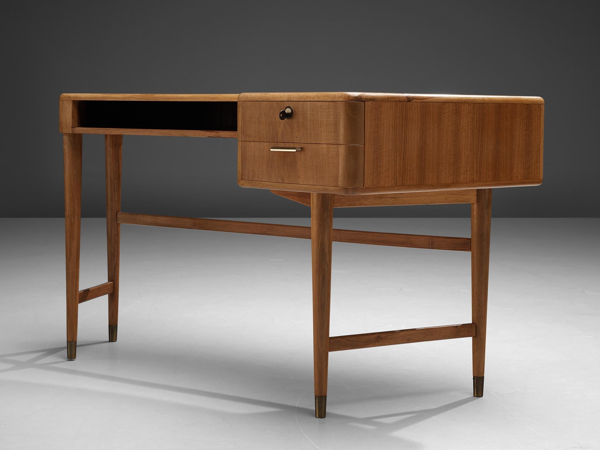 A.A. Patijn for Zijlstra Meubelen Desk in Walnut and Brass 1